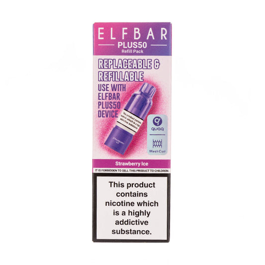Elf Bar Plus50 Strawberry Ice Refill Pack | Free UK Delivery over 20 Elf Bar Plus50 Strawberry Ice Refill Pack | Free UK Delivery over 20