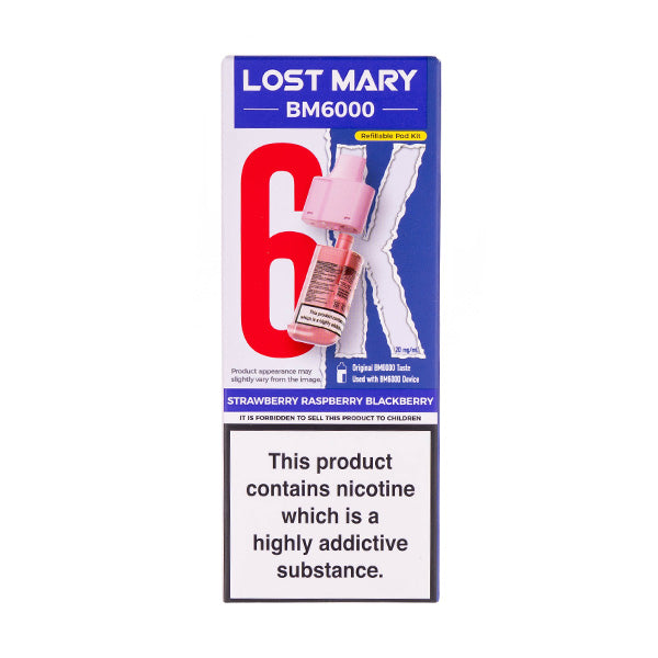 Bm Black Raspberry Lost Mary Strawberry Raspberry Blackberry BM6000 Prefilled Pod + Refill ...