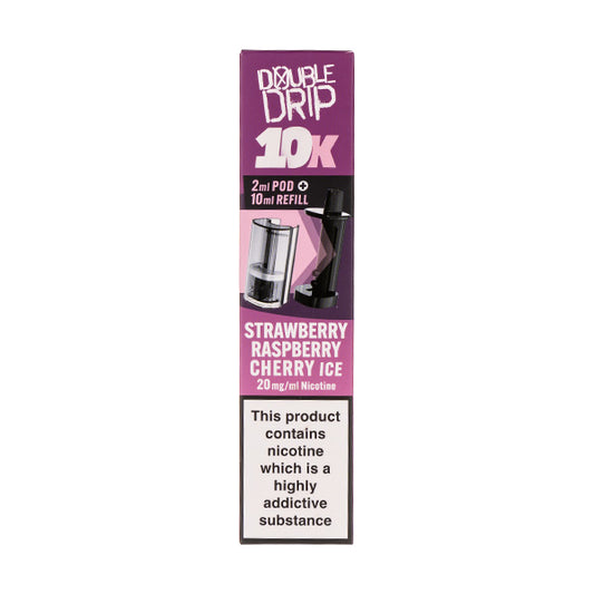 Strawberry Raspberry Cherry Ice 10k Prefilled Pod + Refill by Double Drip