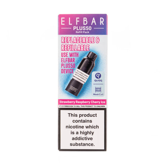 Strawberry Raspberry Cherry Ice Plus50 Prefilled Pod + Refill by Elf Bar