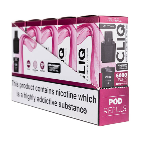 Avomi Cliq 6000 Prefilled Pod + Refill [Box of 5] - Strawberry Raspberry Cherry Ice