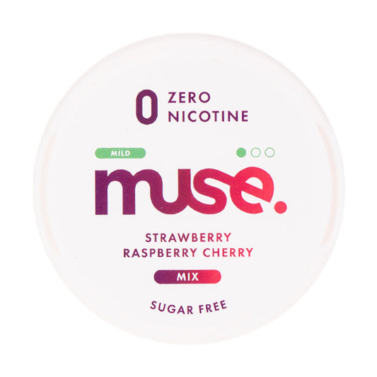 Strawberry Raspberry Cherry Zero Nicotine Pouches by Muse