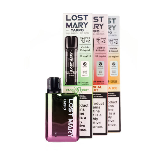 Lost Mary Tappo Pre-Filled Pod Kit Bundle - Inc. 3 x Tappo Pod Packs Lost Mary Tappo Pre-Filled Pod Kit Bundle - Inc. 3 x Tappo Pod Packs