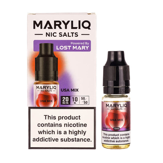 USA Mix Nic Salt E-Liquid by Maryliq - Box and 10ml Bottle