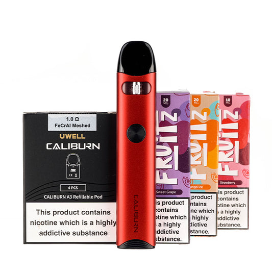 Uwell Caliburn A3 Pod Kit Bundle in Red