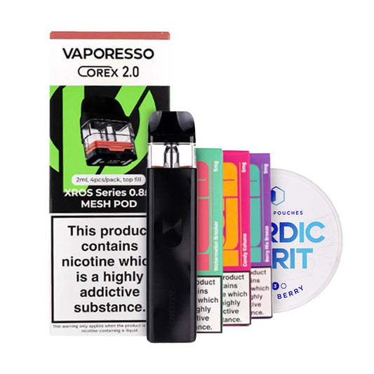 Vaporesso XROS 4 Mini Vape Kit & Nicotine Pouch Bundle in Black