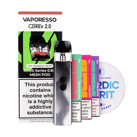 Vaporesso XROS 4 Mini Vape Kit & Nicotine Pouch Bundle in Space Grey