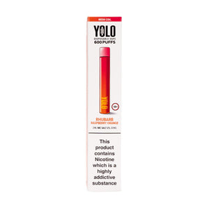 Yolo Bar M600 Disposable Vape in Rhubarb Raspberry Orange (Boxed)