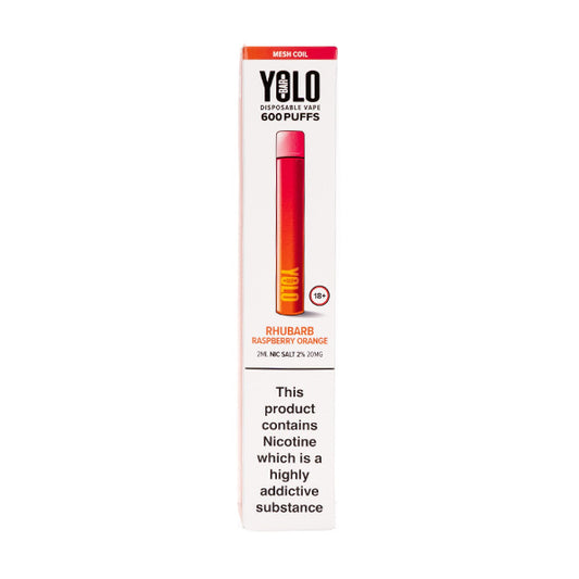 Yolo Bar M600 Disposable Vape in Rhubarb Raspberry Orange (Boxed)