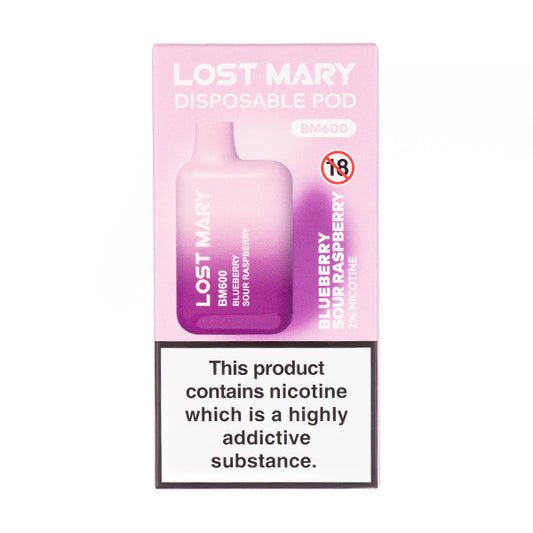 Blueberry Sour Raspberry Lost Mary BM600 600 Puff Disposable Vape - 20mg [Boxed]