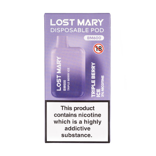 Triple Berry Ice Flavoured Lost Mary BM600 600 Puff Disposable Vape - 20mg