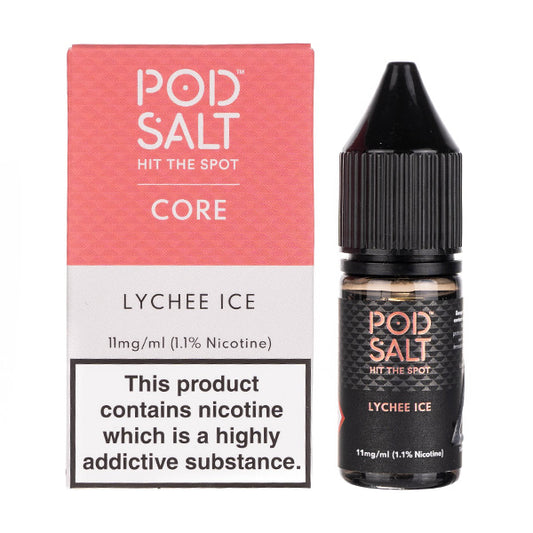 Lychee Ice Nic Salt E-Liquid by Pod Salt (Bottle & Box)