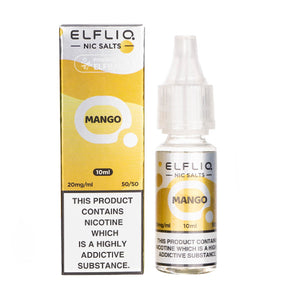 Box and Bottle of ELFLIQ's Mango Nicotine Salt E-Liquid in 20mg Strength